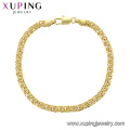 75474 xuping joyería de moda de alta calidad chapado en oro pulsera estilo simple cadena de mano